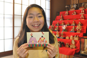 (3)おひな様を背景に入れる