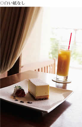 窓辺のケーキの写真白い紙無し
