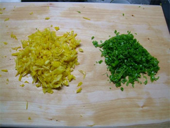 微塵切りした柚と唐辛子