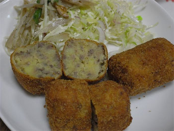 できあがったアンデスレッドのコロッケ