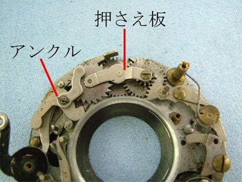 押さえ板、アンクルの楔を外す