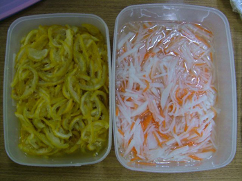 左は、柚の蜂蜜付け・右がなます