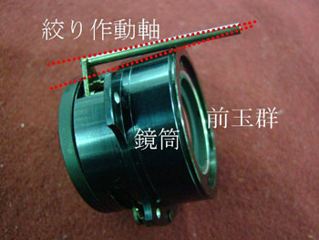 緩んだ絞り作動軸基部