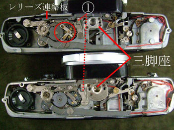 オリンパスM-1とOM-1の違い：機構部の部品形状