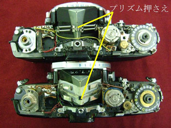 オリンパスM-1とOM-1の違い：プリズム押さえ