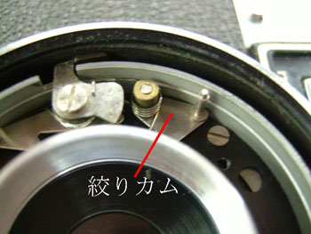 絞りカムを外す