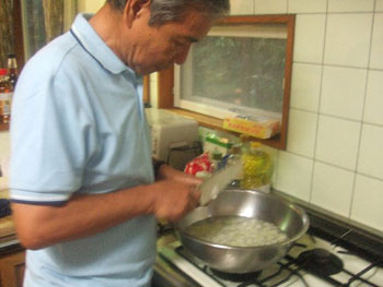 ネギの空中切り