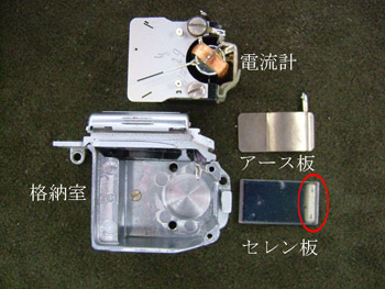 格納室・電流計・アース板・セレン板に分解