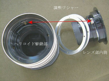 ヘリコイド駆動部・調整ワシャー・レンズ内筒