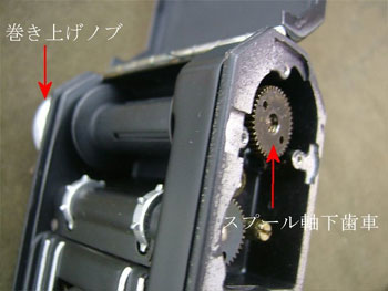 スプール軸下歯車