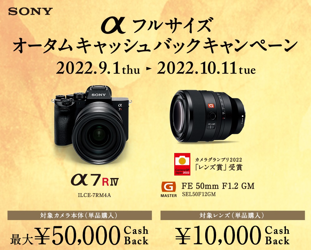 終了］ソニー αフルサイズオータムキャッシュバックキャンペーン 