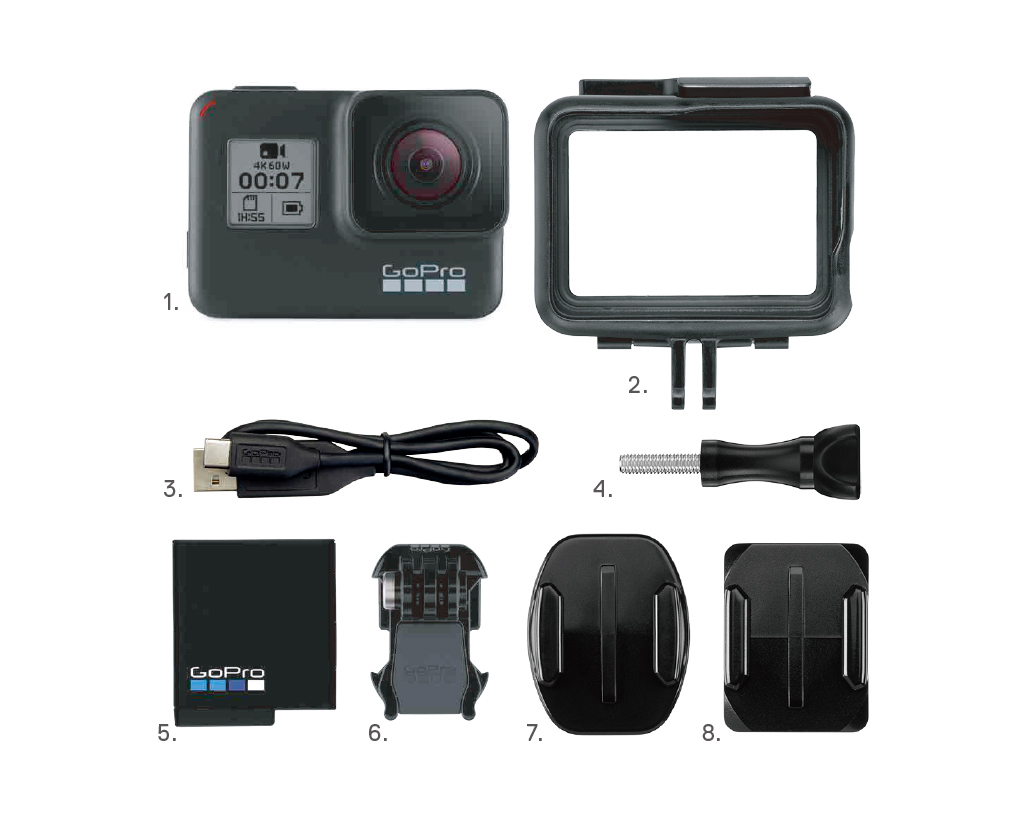 Go Pro HERO 7 BLACK 本体 純正ミニ三脚 バッテリー5個