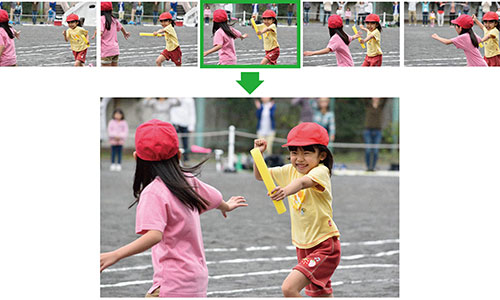 決定的瞬間の一枚がきっと見つかる。約5コマ/秒の高速連続撮影