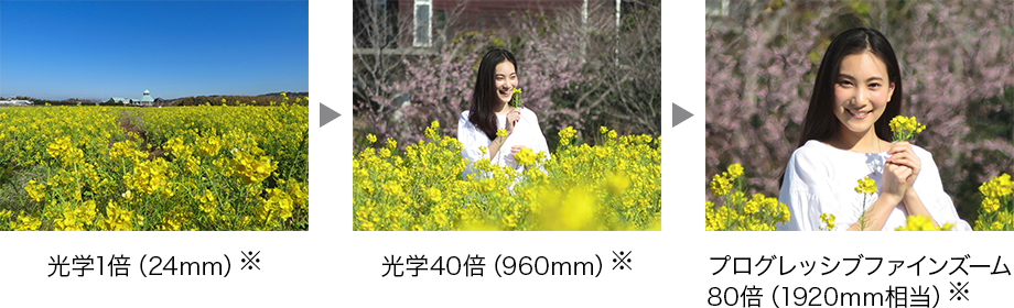 ディテールまで鮮明に描く「光学40倍ズーム」「プログレッシブファインズーム80倍」