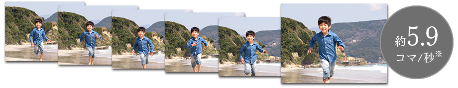 決定的瞬間に威力を発揮する「約5.9コマ／秒※の連続撮影」