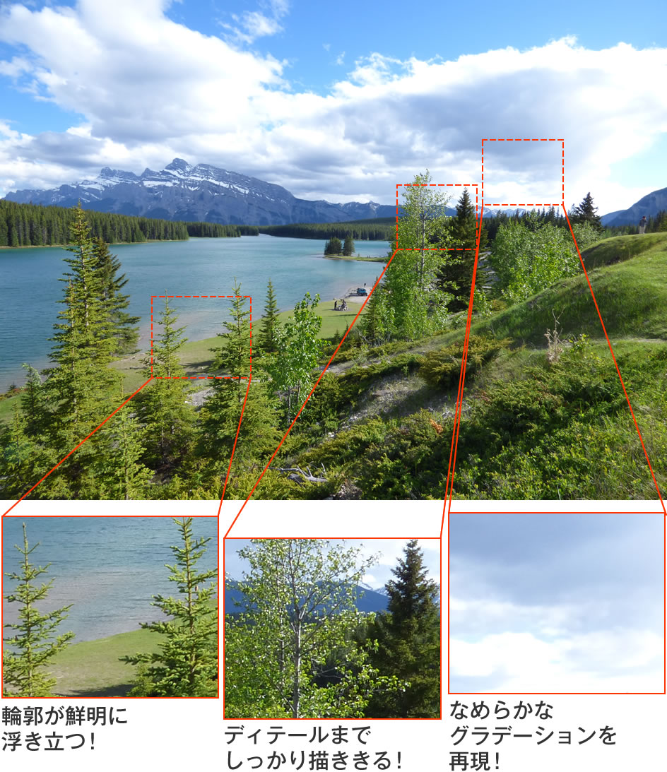 目で見たままの精細感を残せる