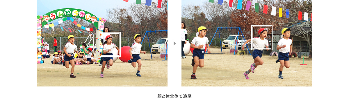 身体全体を追尾してピントを合わせ続ける「ロックオンAF」