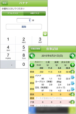 さまざまな栄養素の摂取量が一目で分かります！