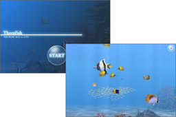 青い海の中を泳ぐ美しい魚たちを眺めましょう！