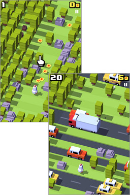 車や電車をタイミングよく避けながら進もう！